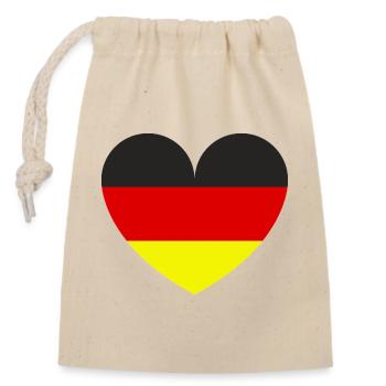Drapeau allemand en forme de cœur - Sac cadeau en coton avec cordon (14 x 20 cm) - nature - Devant