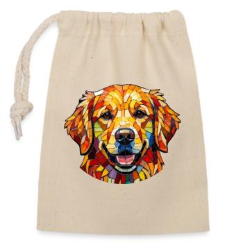 dog in a colorful mosaic style - Verschließbarer Geschenkbeutel aus Baumwolle (14x20cm) - Natur - Vorne