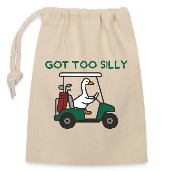 Goose in golf cart - Closable cotton gift bag (14x20cm) - nature - Front
