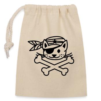 pirate kitty - Verschließbarer Geschenkbeutel aus Baumwolle (14x20cm) - Natur - Vorne