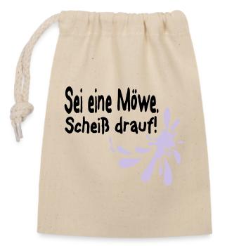 Möwen Scheiß drauf--3 - Verschließbarer Geschenkbeutel aus Baumwolle (14x20cm) - Natur - Vorne