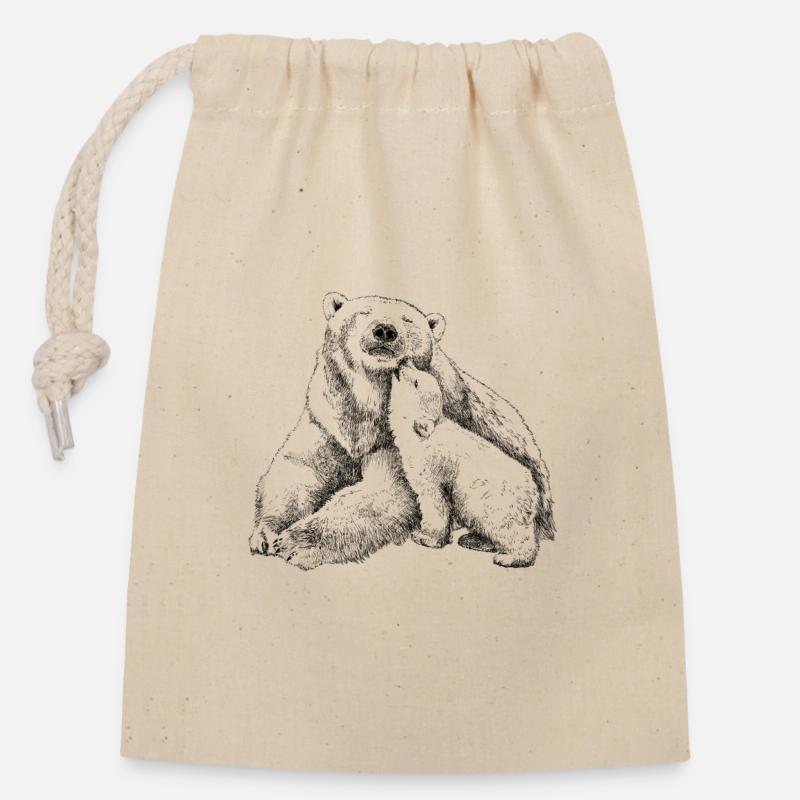 Icebear - Sac cadeau en coton avec cordon (14 x 20 cm) - nature