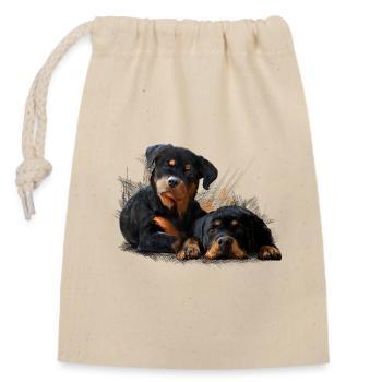 Puppys - Closable cotton gift bag (14x20cm) - nature - Front