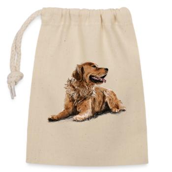 Golden Retriever - Sac cadeau en coton avec cordon (14 x 20 cm) - nature - Devant
