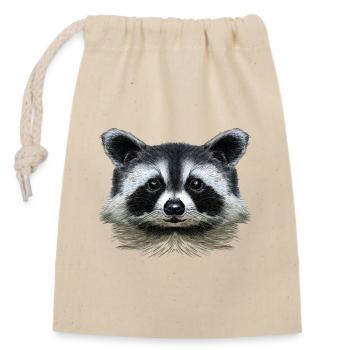 Racoon - Closable cotton gift bag (14x20cm) - nature - Front
