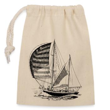 Das Segelboot - Verschließbarer Geschenkbeutel aus Baumwolle (14x20cm) - Natur - Vorne