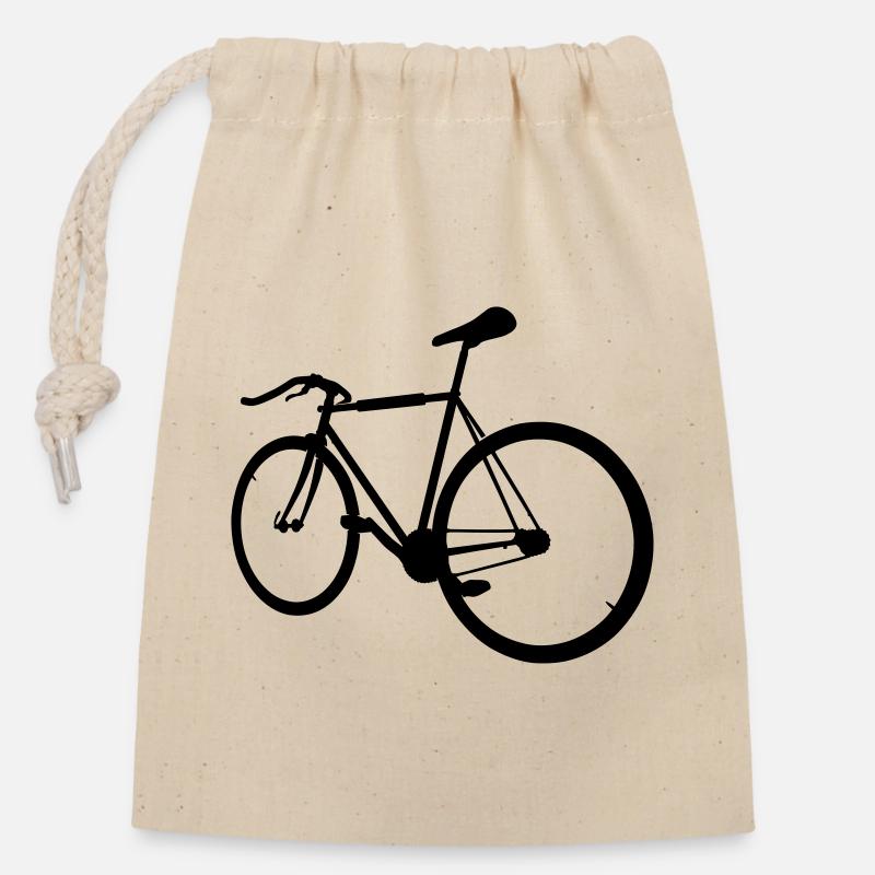 Vélo hipster - Sac cadeau en coton avec cordon (14 x 20 cm) - nature