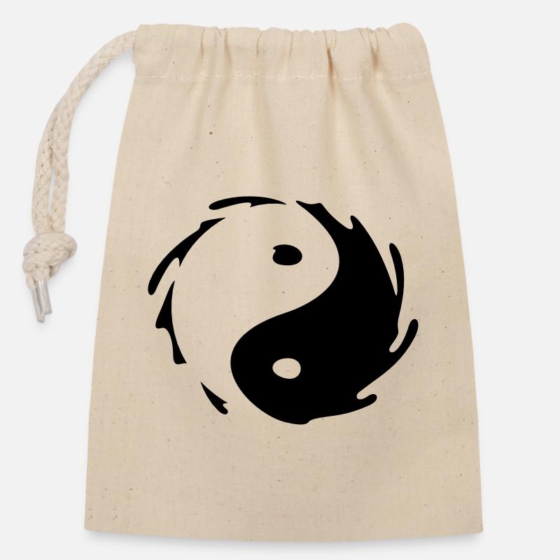 Yin-Yang Splash - Closable cotton gift bag (14x20cm) - nature