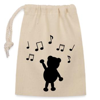 peluche de musique - Sac cadeau en coton avec cordon (14 x 20 cm) - nature - Devant