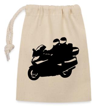 motorrad tourer - Verschließbarer Geschenkbeutel aus Baumwolle (14x20cm) - Natur - Vorne