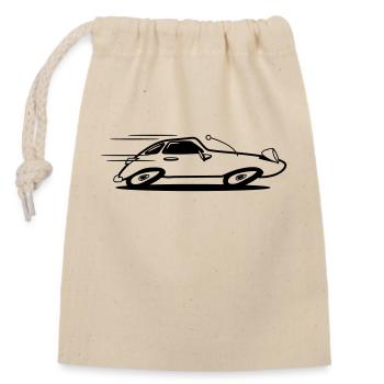 sportwagen Auto Wagen Fahrzeug schnell - Verschließbarer Geschenkbeutel aus Baumwolle (14x20cm) - Natur - Vorne