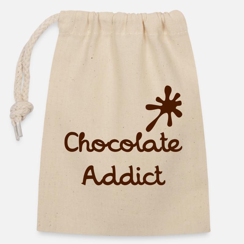Chocolate Addict - Verschließbarer Geschenkbeutel aus Baumwolle (14x20cm) - Natur