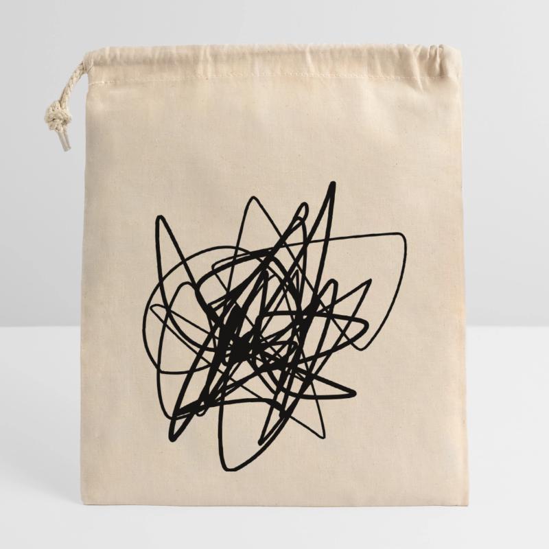 Scribbled chaotic strokes pattern Closable cotton gift bag (14x20cm)