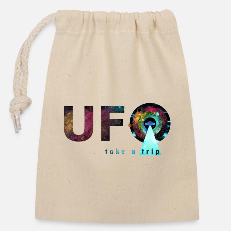 ufo - take a trip - Sac cadeau en coton avec cordon (14 x 20 cm) - nature
