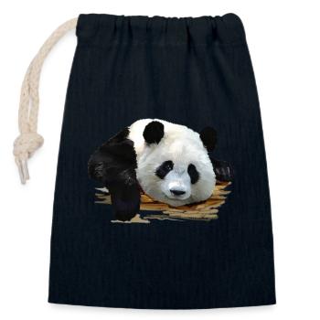 panda - Closable cotton gift bag (14x20cm) - navy - Front