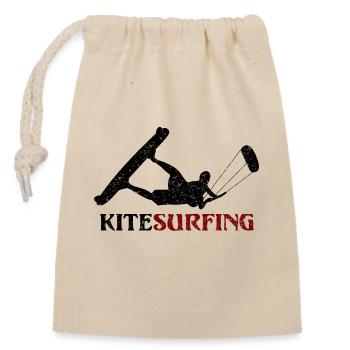 Kitesurfing - Verschließbarer Geschenkbeutel aus Baumwolle (14x20cm) - Natur - Vorne