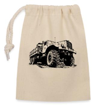 Camion KrAZ | RDA | Cyclomoteur | Camion | Technologie - Sac cadeau en coton avec cordon (14 x 20 cm) - nature - Devant