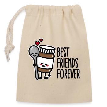 Best friends forever chocolate spread / spoon BFF - Sac cadeau en coton avec cordon (14 x 20 cm) - nature - Devant