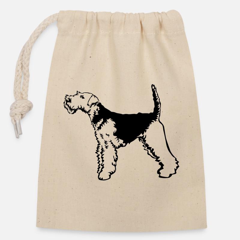 Welsh Terrier - Verschließbarer Geschenkbeutel aus Baumwolle (14x20cm) - Natur