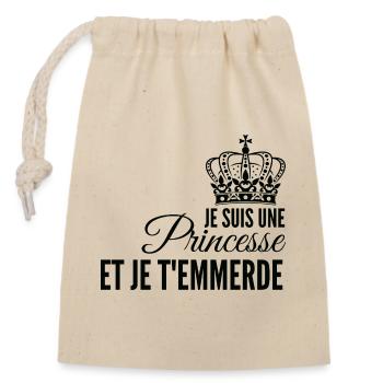 Princesse affirmée et rebelle - Sac cadeau en coton avec cordon (14 x 20 cm) - nature - Devant