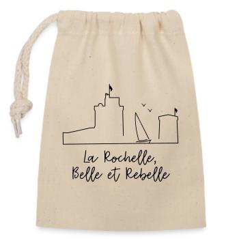 La Rochelle design noir by Nicolas Poitevin - Sac cadeau en coton avec cordon (14 x 20 cm) - nature - Devant
