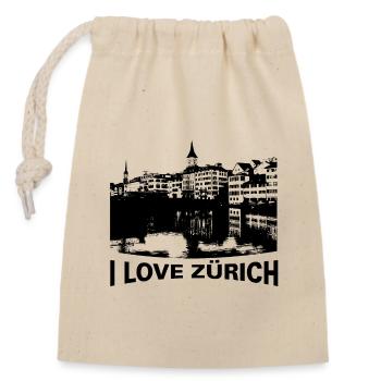 I love Zurich | i like zurich - Closable cotton gift bag (14x20cm) - nature - Front
