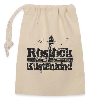 Rostock Küstenkind - Verschließbarer Geschenkbeutel aus Baumwolle (14x20cm) - Natur - Vorne