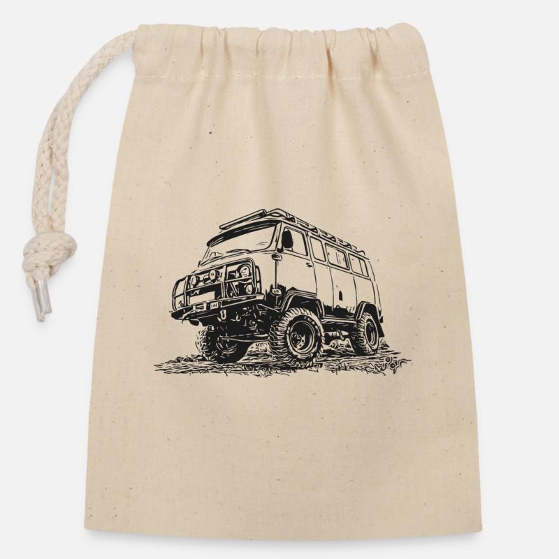 Buchanka UAZ - Verschließbarer Geschenkbeutel aus Baumwolle (14x20cm) - Natur