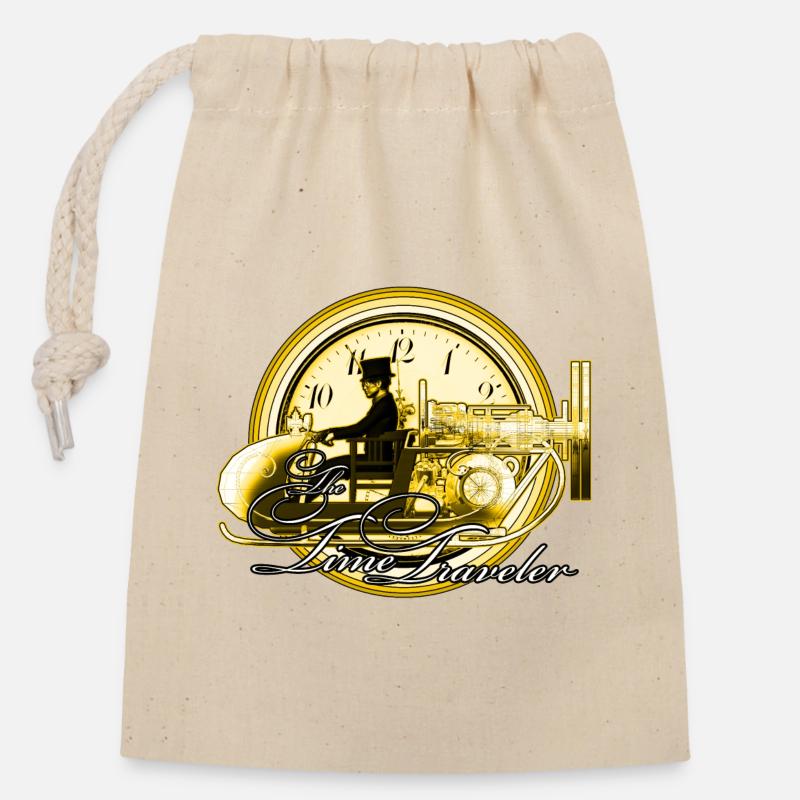 Le voyageur temporel - Sac cadeau en coton avec cordon (14 x 20 cm) - nature