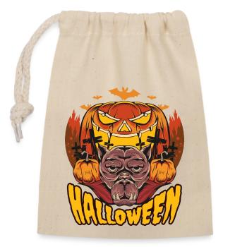 Halloween Citrouille Horreur - Sac cadeau en coton avec cordon (14 x 20 cm) - nature - Devant