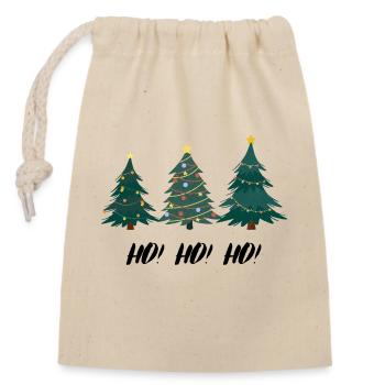 HOHOHO Christmas tree - Closable cotton gift bag (14x20cm) - nature - Front