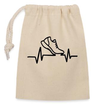 Sneaker heartbeat - Closable cotton gift bag (14x20cm) - nature - Front