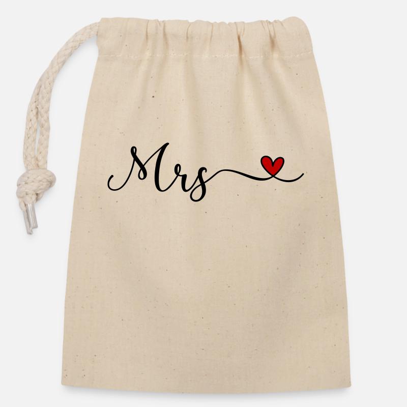 Mrs - Verschließbarer Geschenkbeutel aus Baumwolle (14x20cm) - Natur