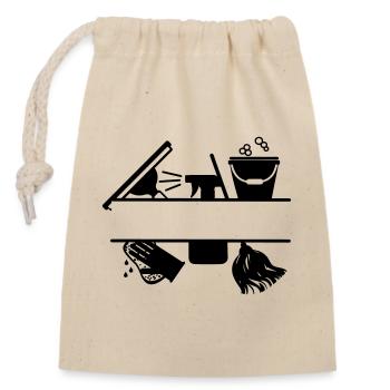 Cleaning tool logo transparent - Closable cotton gift bag (14x20cm) - nature - Front