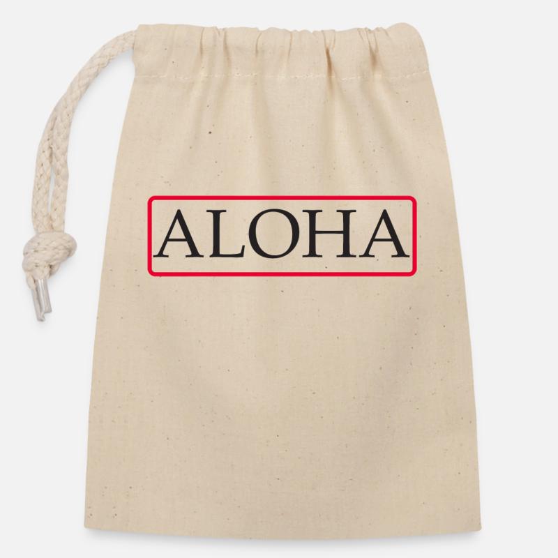 Aloha - Sac cadeau en coton avec cordon (14 x 20 cm) - nature