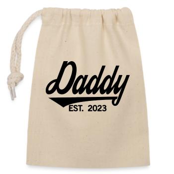 Papa est. 2023, Papa en devenir, annonce de grossesse - Sac cadeau en coton avec cordon (14 x 20 cm) - nature - Devant