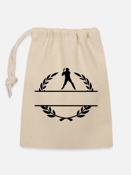 Baseballspieler bereit, Monogramm zu treffen - Verschließbarer Geschenkbeutel aus Baumwolle (14x20cm) - Natur