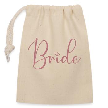 Bride Matching Engagement Bridal Shower Wedding - Closable cotton gift bag (14x20cm) - nature - Front