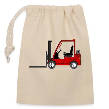 Chariot élévateur Rouge - Sac cadeau en coton avec cordon (14 x 20 cm) - nature - Devant