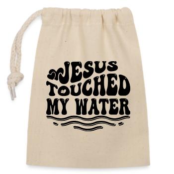 Jesus Touched My Water - Jesus Christus - Verschließbarer Geschenkbeutel aus Baumwolle (14x20cm) - Natur - Vorne