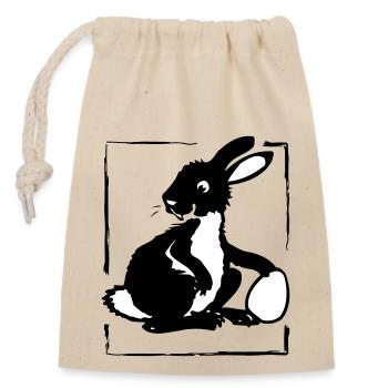 Bunny with Egg in a Frame | Vectorgraphic - Verschließbarer Geschenkbeutel aus Baumwolle (14x20cm) - Natur - Vorne