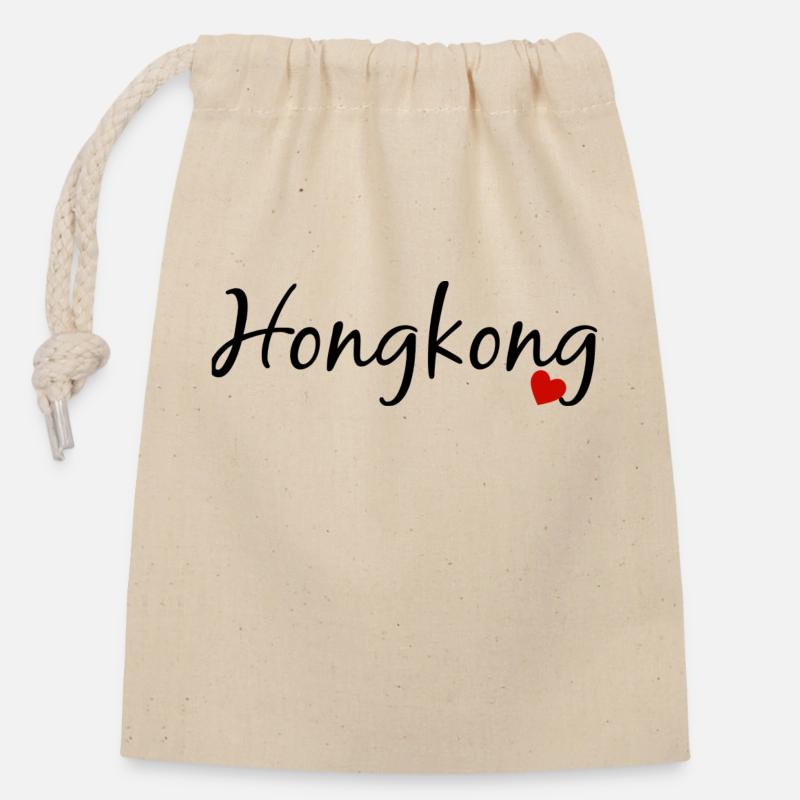 Hongkong - Verschließbarer Geschenkbeutel aus Baumwolle (14x20cm) - Natur