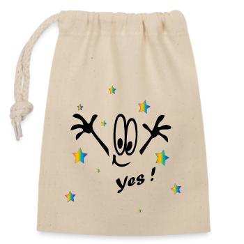 Regenbogen, arc-en-ciel, oui - Sac cadeau en coton avec cordon (14 x 20 cm) - nature - Devant