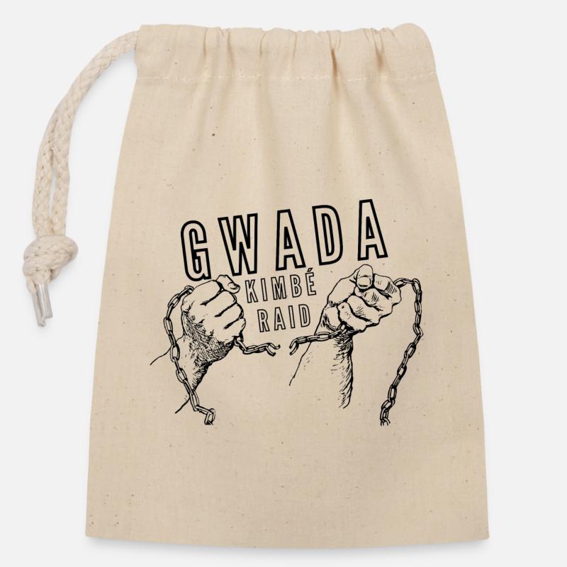 gwada - Sac cadeau en coton avec cordon (14 x 20 cm) - nature