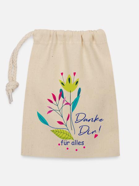 Danke Dir für alles - Verschließbarer Geschenkbeutel aus Baumwolle (14x20cm) - Natur