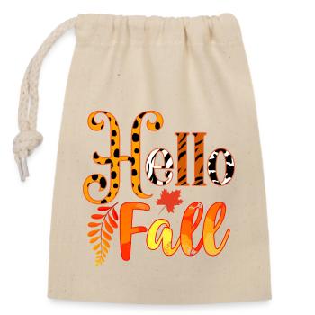 Herbst Hello Fall - Verschließbarer Geschenkbeutel aus Baumwolle (14x20cm) - Natur - Vorne