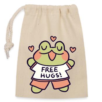 Gratuit Hugs Frog - Sac cadeau en coton avec cordon (14 x 20 cm) - nature - Devant