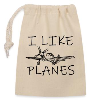Airplane Enthusiast - Closable cotton gift bag (14x20cm) - nature - Front