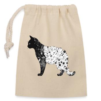 Floral Cat - Closable cotton gift bag (14x20cm) - nature - Front