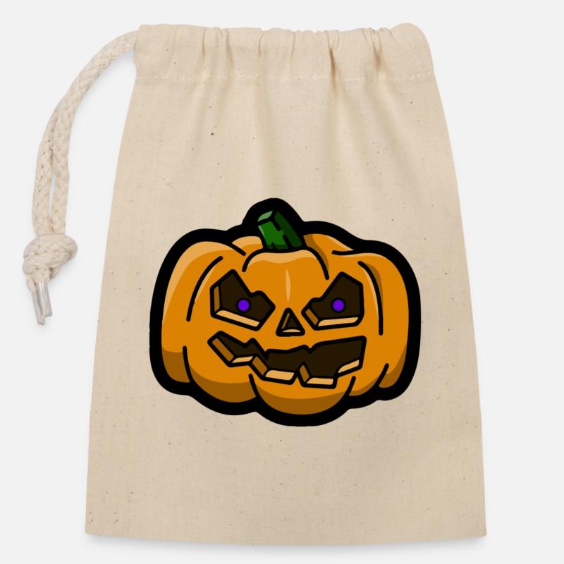 Halloween Pumpkin - Verschließbarer Geschenkbeutel aus Baumwolle (14x20cm) - Natur